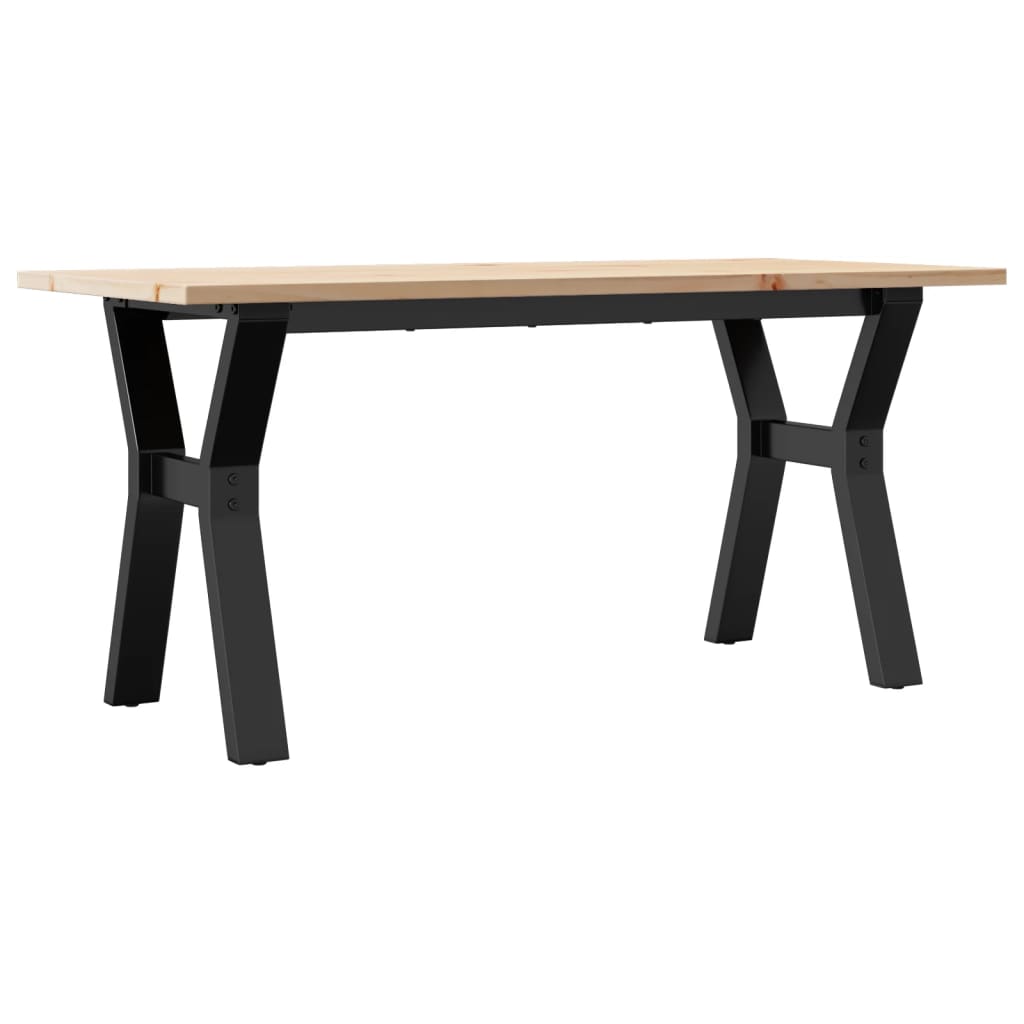 Tavolino Salotto Telaio a Y 100x50x45 cm Legno Pino e Acciaio
