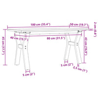 Tavolino Salotto Telaio a Y 100x50x45 cm Legno Pino e Acciaio