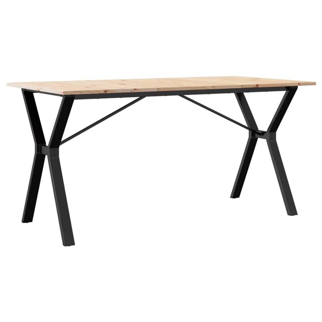 Tavolo da Pranzo Telaio a Y 140x80x75 cm Legno Pino e Acciaio