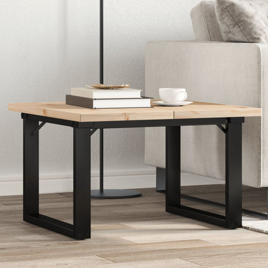 Tavolino Salotto Telaio a O-Tavolino da soggiorno 70x70x40,5cm Legno Pino e Acciaio