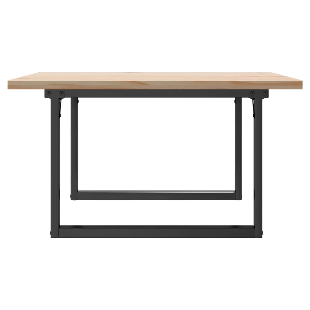 Tavolino Salotto Telaio a O-Tavolino da soggiorno 80x80x45,5cm Legno Pino e Acciaio