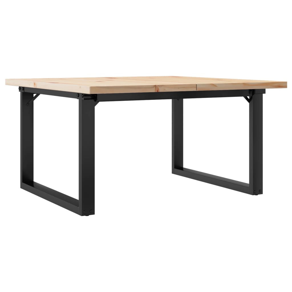 Tavolino Salotto Telaio a O-Tavolino da soggiorno 90x90x45,5 cm Legno Pino e Acciaio