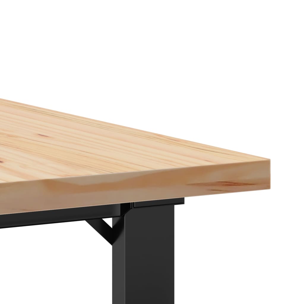 Tavolino Salotto Telaio a O-Tavolino da soggiorno 90x90x45,5 cm Legno Pino e Acciaio