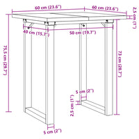 Tavolo da Pranzo Telaio a O 60x60x75,5 cm Legno Pino e Acciaio