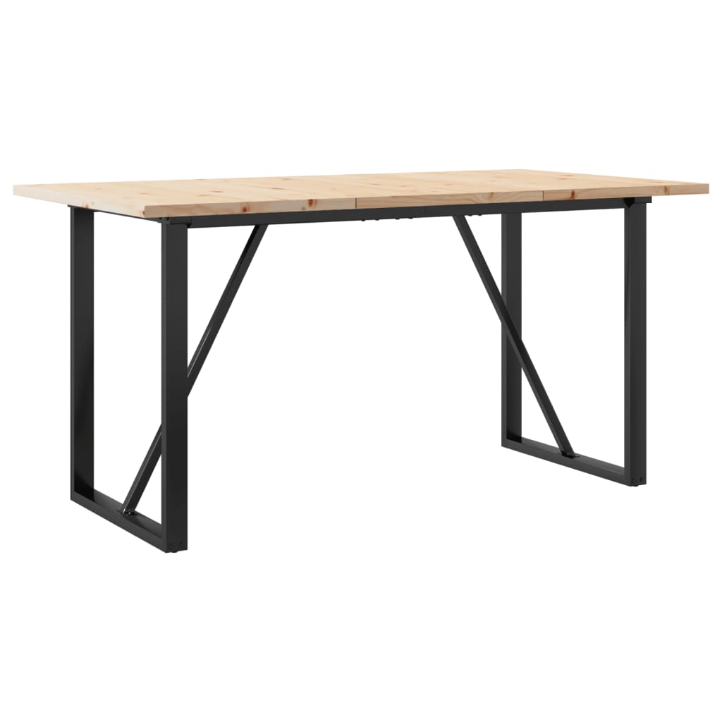 Tavolo da Pranzo Telaio a O 140x80x75,5 cm Legno Pino e Acciaio