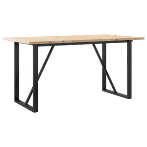 Tavolo da Pranzo Telaio a O 140x80x75,5 cm Legno Pino e Acciaio