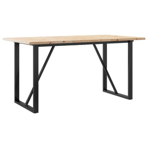 Tavolo da Pranzo Telaio a O 160x80x75,5 cm Legno Pino e Acciaio