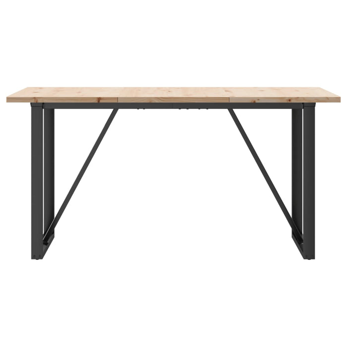 Tavolo da Pranzo Telaio a O 160x80x75,5 cm Legno Pino e Acciaio