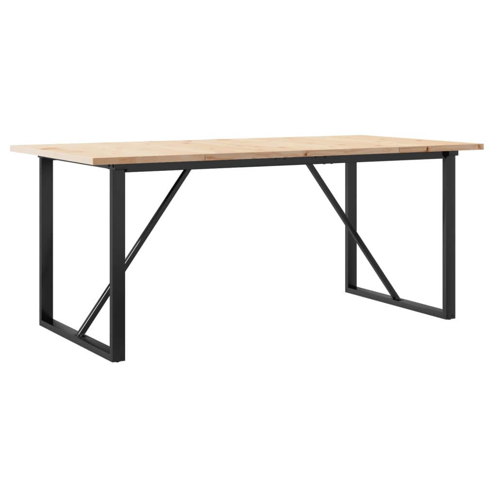 Tavolo da Pranzo Telaio a O 180x90x75,5 cm Legno Pino e Acciaio