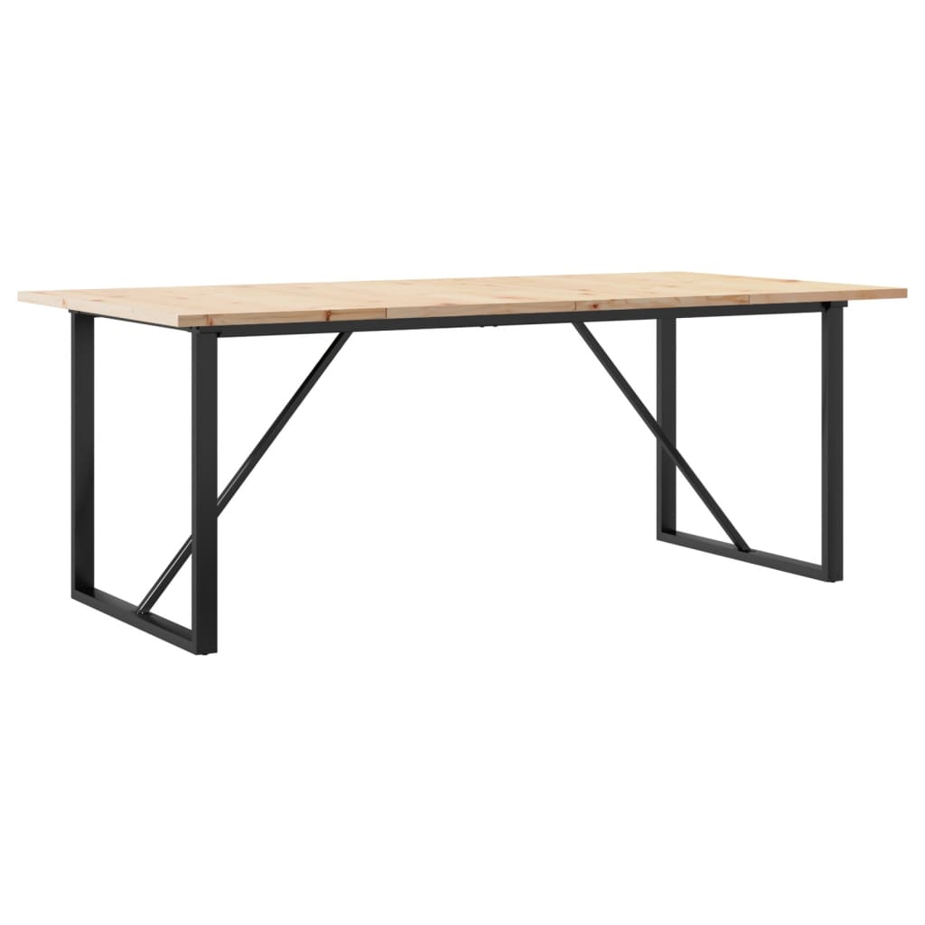 vidaXL Tavolo Pranzo Telaio a O 200x100x75,5 cm Legno Pino e Acciaio