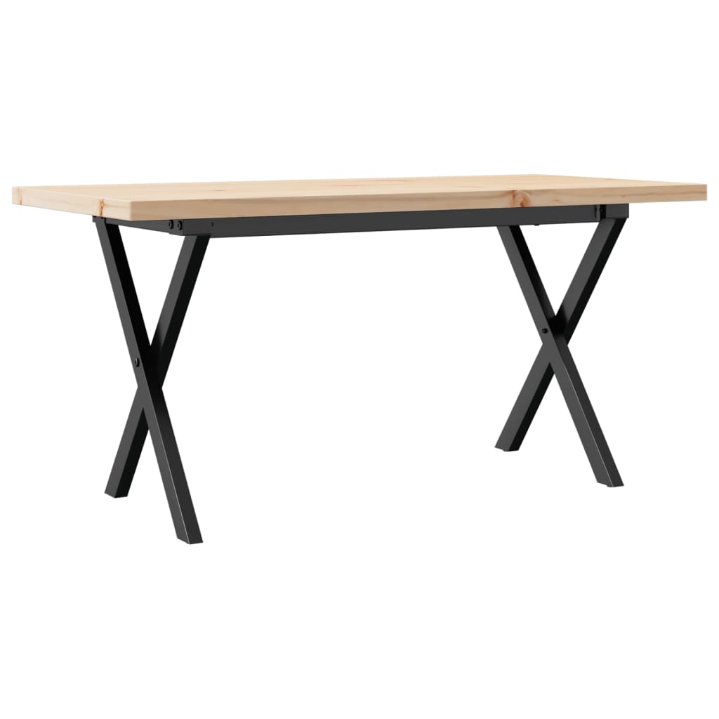 Tavolino Salotto Telaio a X-Tavolino da soggiorno 90x40x45,5 cm Legno Pino e Acciaio