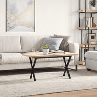Tavolino Salotto Telaio a X-Tavolino da soggiorno 90x40x45,5 cm Legno Pino e Acciaio