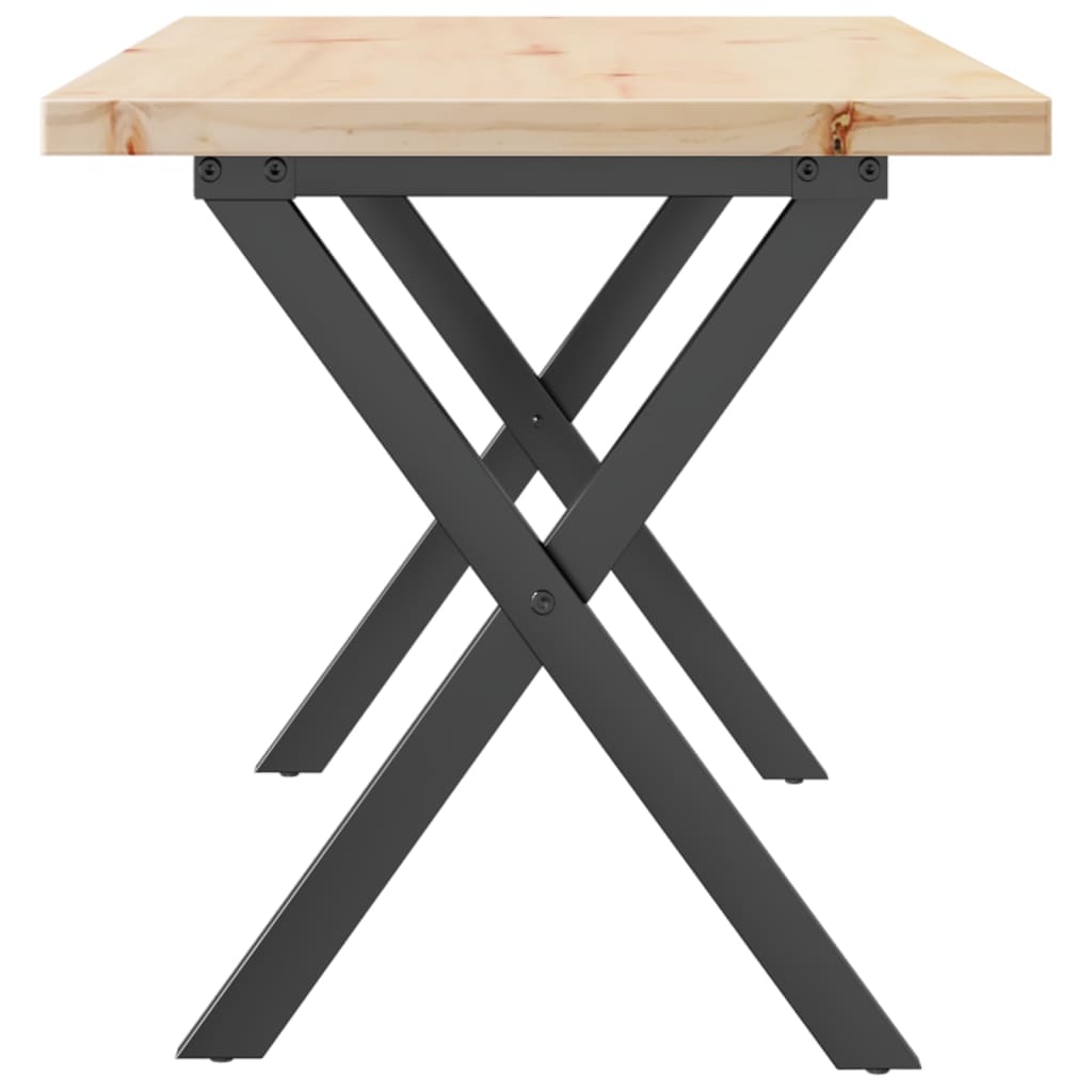 Tavolino Salotto Telaio a X-Tavolino da soggiorno 90x40x45,5 cm Legno Pino e Acciaio