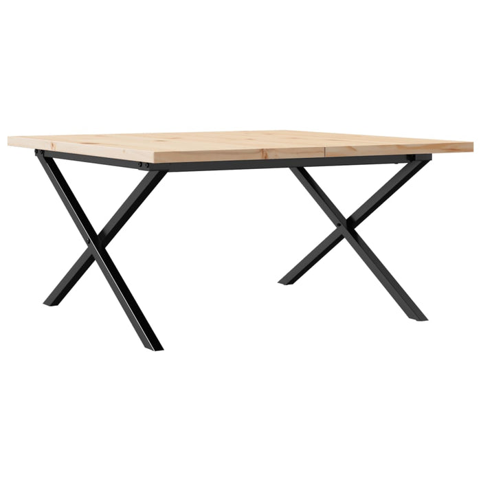 Tavolino Salotto Telaio a X-Tavolino da soggiorno 90x90x45,5 cm Legno Pino e Acciaio