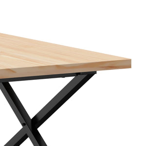 Tavolino Salotto Telaio a X-Tavolino da soggiorno 90x90x45,5 cm Legno Pino e Acciaio