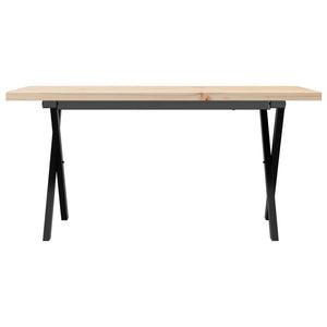 Tavolino Salotto Telaio a X 100x50x45,5 cm Legno Pino e Acciaio
