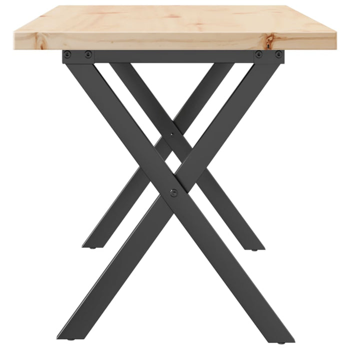 Tavolino Salotto Telaio a X 100x50x45,5 cm Legno Pino e Acciaio