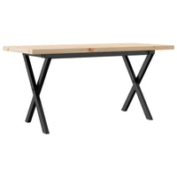Tavolino Salotto Telaio a X 100x50x45,5 cm Legno Pino e Acciaio