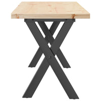 Tavolino Salotto Telaio a X 110x40x45,5 cm Legno Pino e Acciaio 3282755