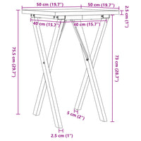 vidaXL Tavolo da Pranzo Telaio a X 50x50x75,5 cm Legno Pino e Acciaio