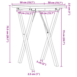 Tavolo da Pranzo Telaio a X 50x50x75,5 cm Legno Pino e Acciaio 3282757