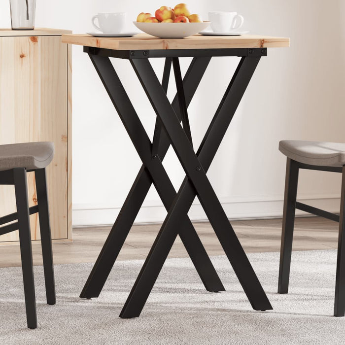 vidaXL Tavolo da Pranzo Telaio a X 50x50x75,5 cm Legno Pino e Acciaio