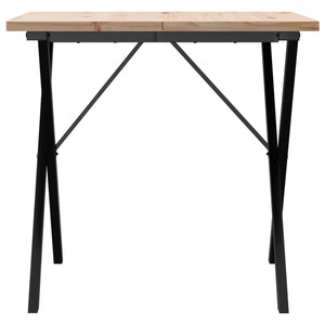 Tavolo da Pranzo Telaio a X 90x90x75,5 cm Legno Pino e Acciaio