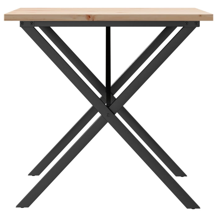 Tavolo da Pranzo Telaio a X 90x90x75,5 cm Legno Pino e Acciaio