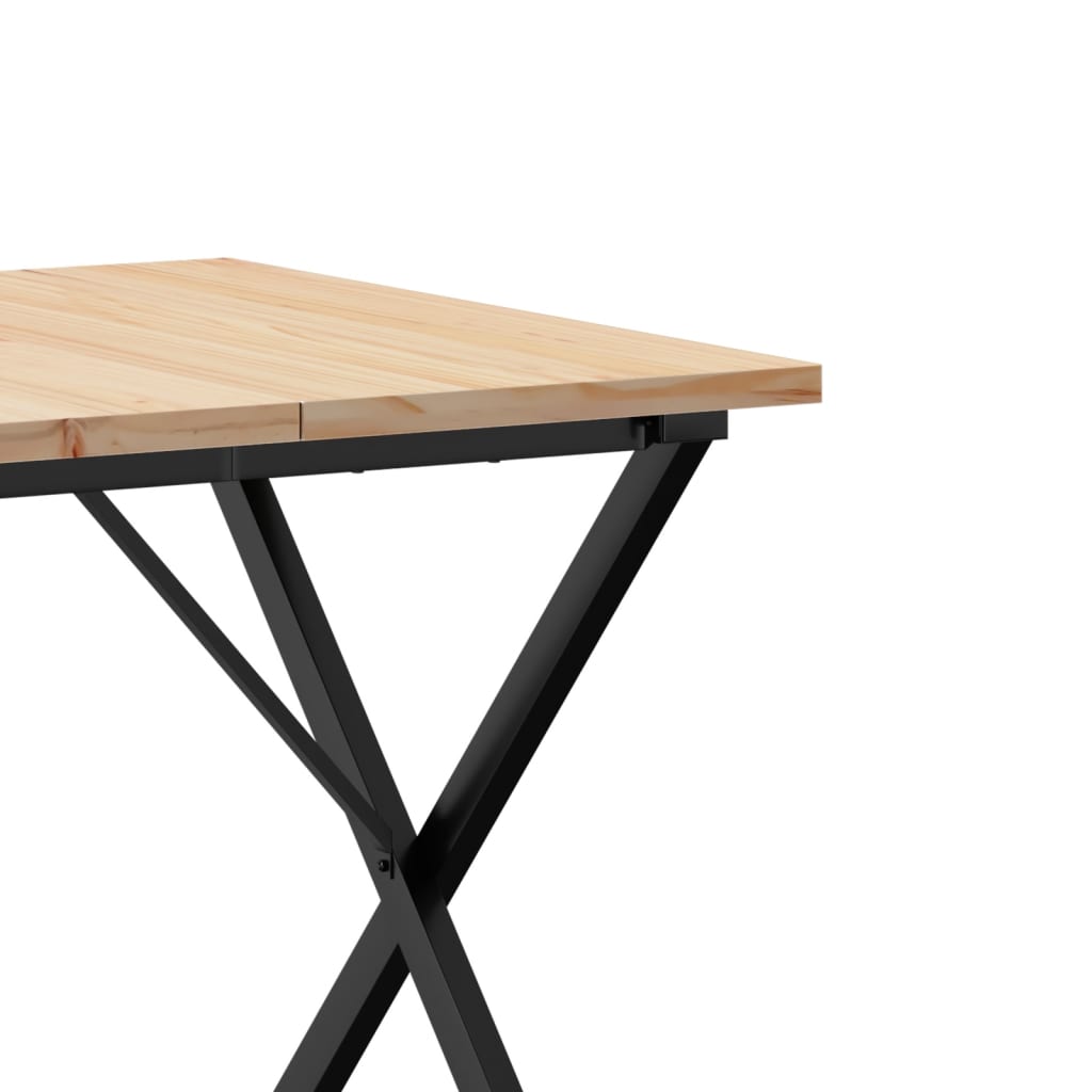 Tavolo da Pranzo Telaio a X 90x90x75,5 cm Legno Pino e Acciaio