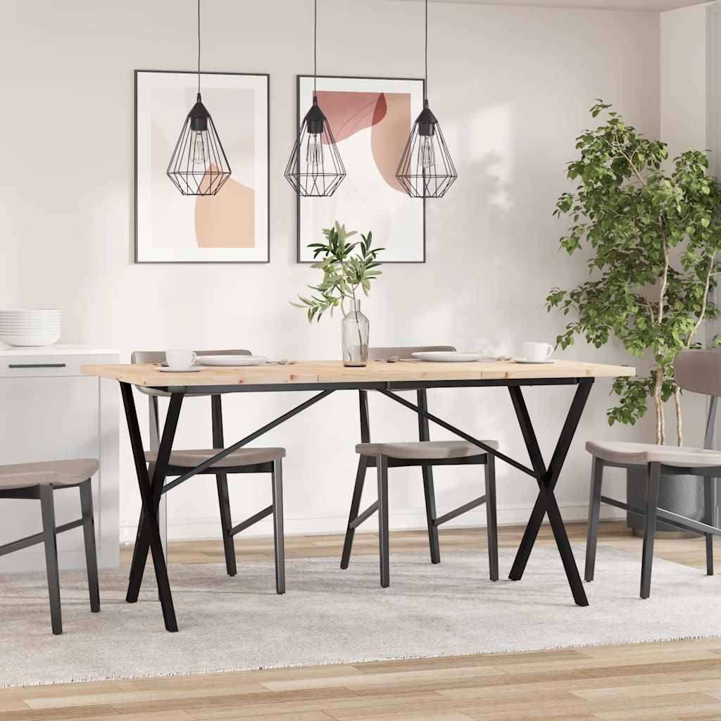 Tavolo da Pranzo Telaio a X 140x80x75,5 cm Legno Pino e Acciaio 3282764