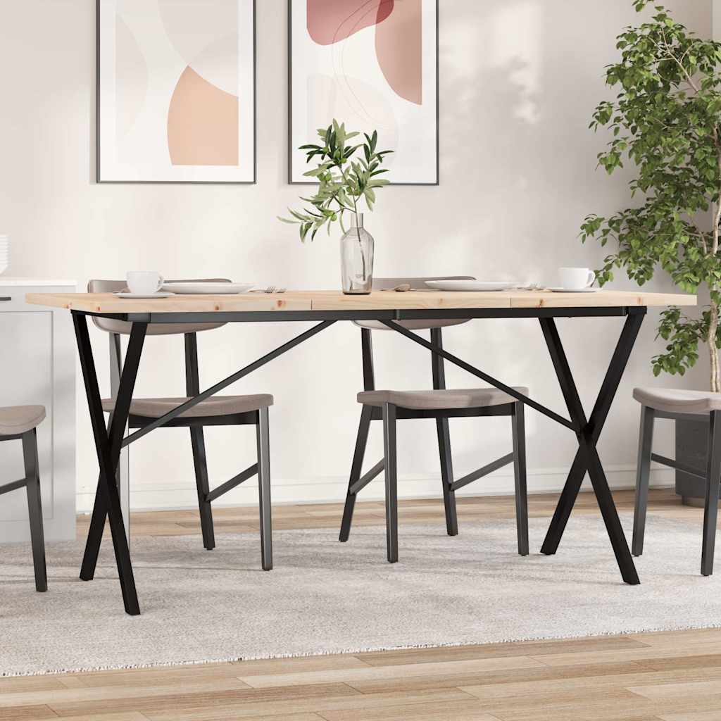 Tavolo da Pranzo Telaio a X 140x80x75,5 cm Legno Pino e Acciaio 3282764