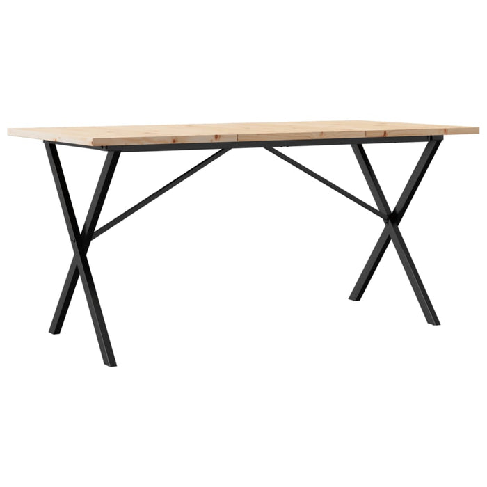 Tavolo da Pranzo Telaio a X 160x80x75,5 cm Legno Pino e Acciaio