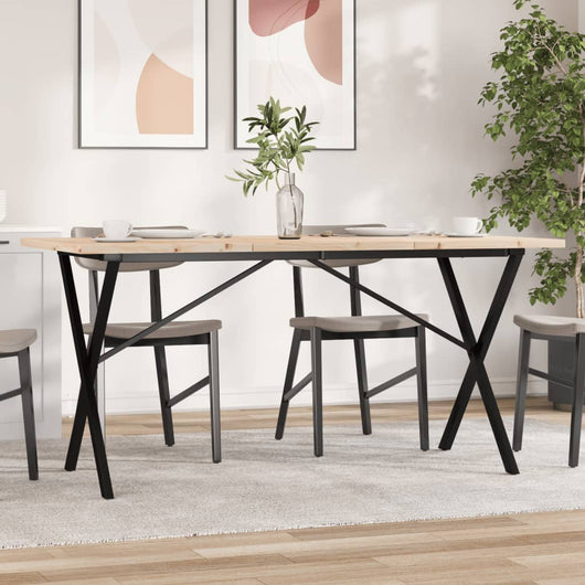 Tavolo da Pranzo Telaio a X 160x80x75,5 cm Legno Pino e Acciaio 3282765