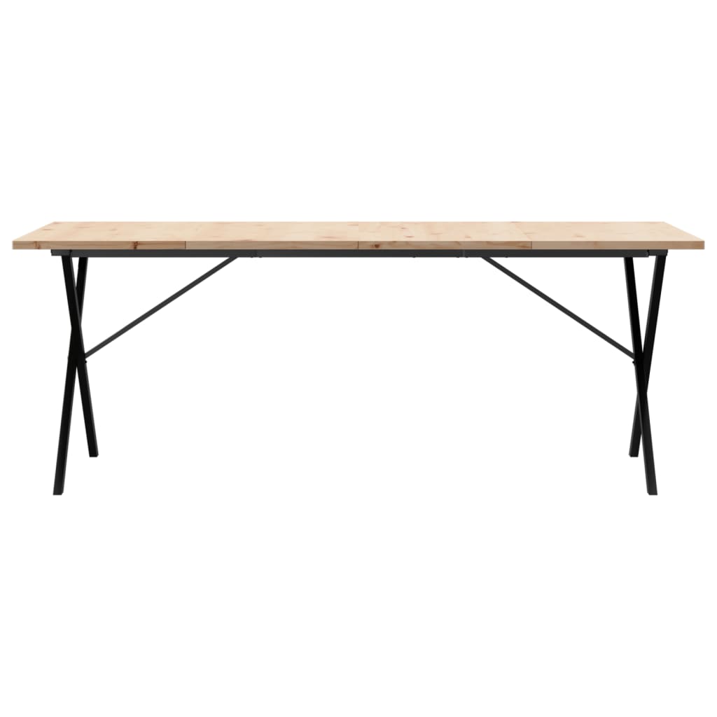 Tavolo Pranzo Telaio a X 200x100x75,5 cm Legno Pino e Acciaio