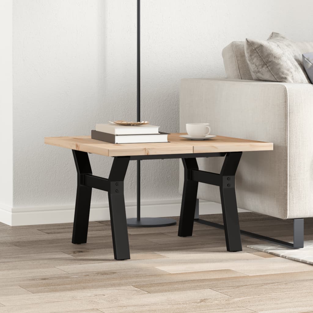 Tavolino Salotto Telaio a Y 70x70x40,5 cm Legno Pino e Acciaio 3282771