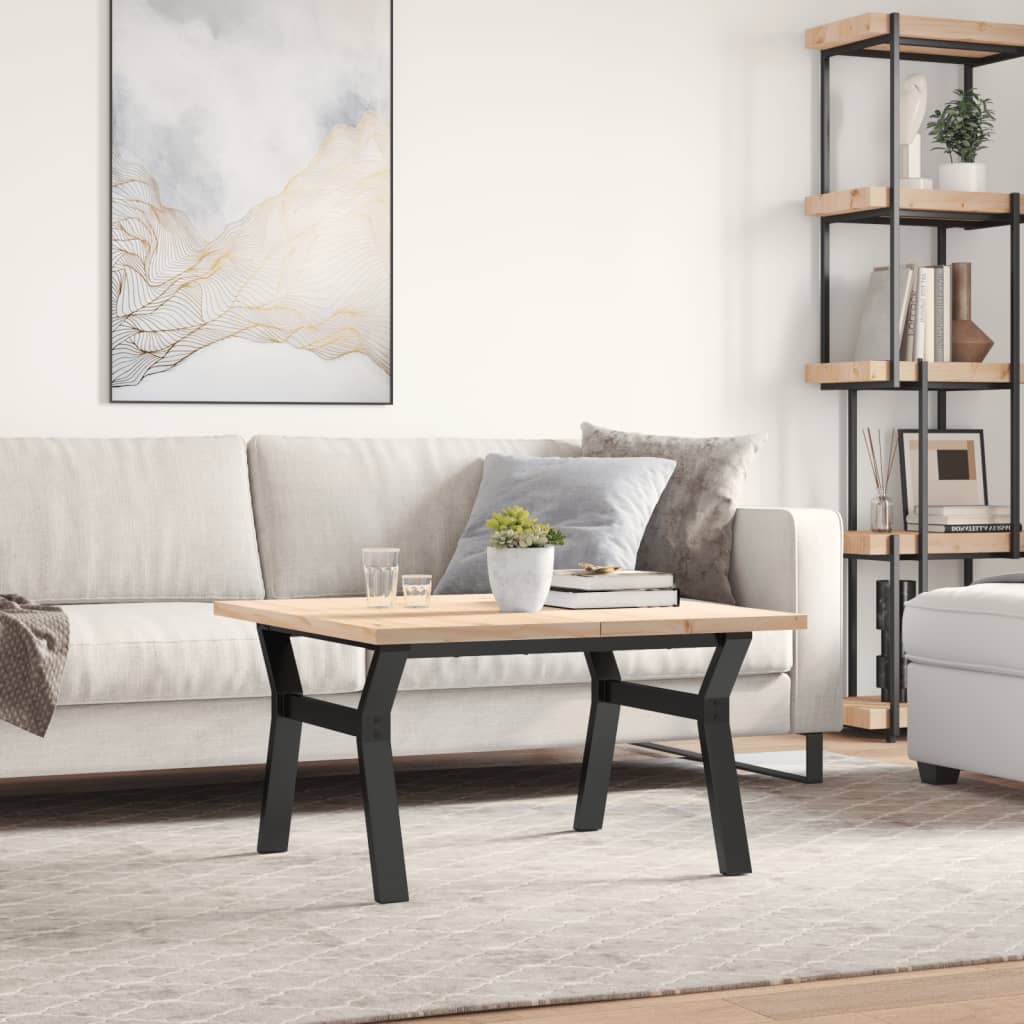 Tavolino Salotto Telaio a Y-Tavolino da soggiorno 80x80x45,5cm Legno Pino e Acciaio