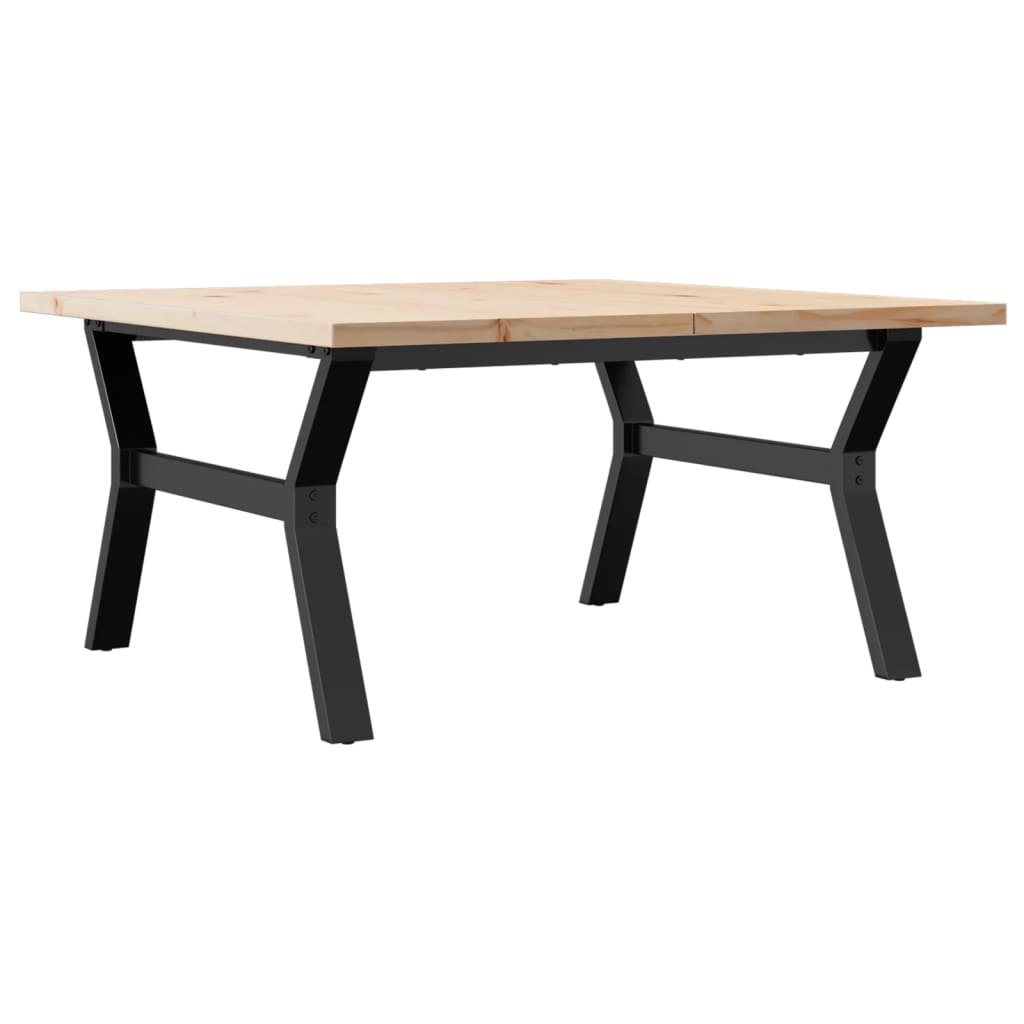 Tavolino Salotto Telaio a Y-Tavolino da soggiorno 90x90x45,5 cm Legno Pino e Acciaio