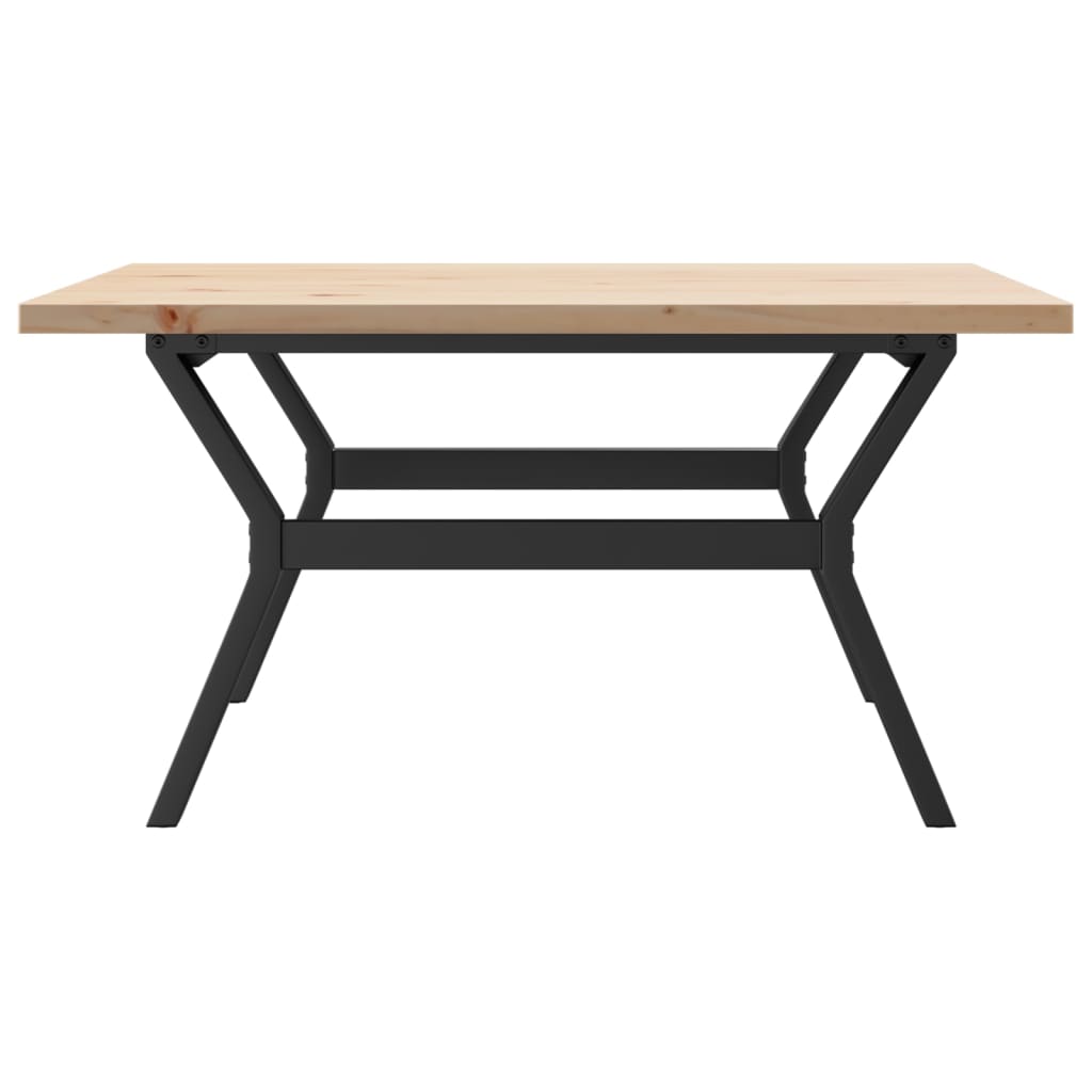 Tavolino Salotto Telaio a Y-Tavolino da soggiorno 90x90x45,5 cm Legno Pino e Acciaio