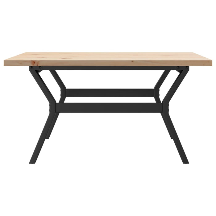 Tavolino Salotto Telaio a Y-Tavolino da soggiorno 90x90x45,5 cm Legno Pino e Acciaio