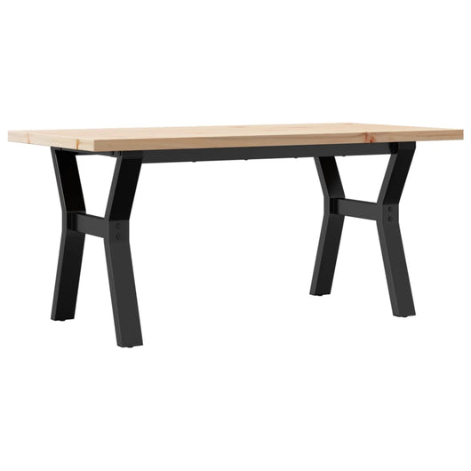 Tavolino Salotto Telaio a Y 100x50x45,5 cm Legno Pino e Acciaio