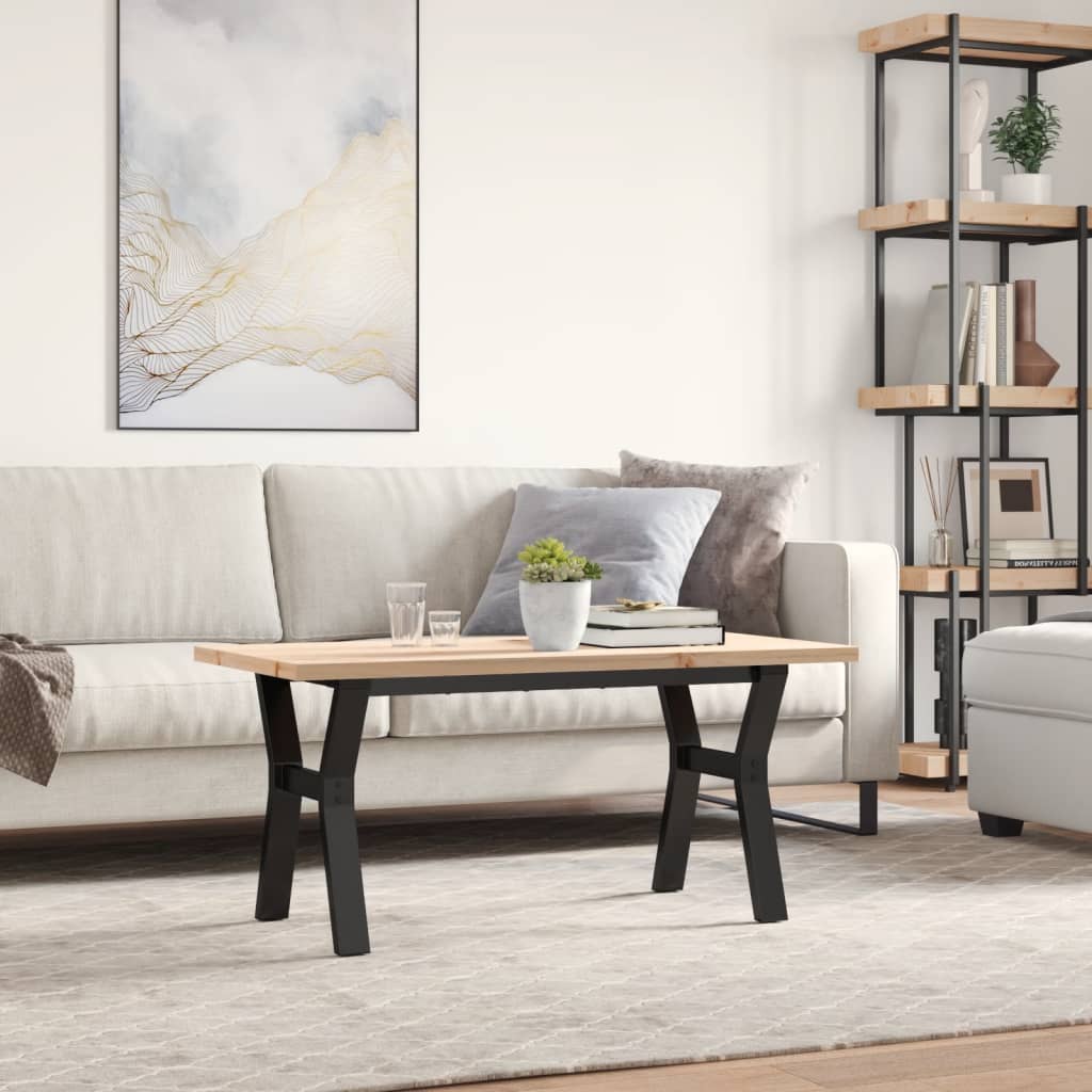 Tavolino Salotto Telaio a Y 100x50x45,5 cm Legno Pino e Acciaio
