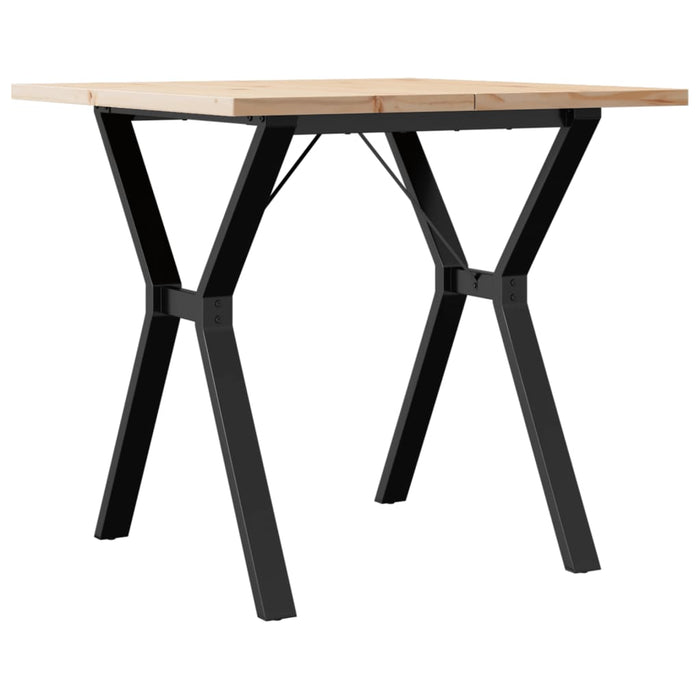 Tavolo da Pranzo Telaio a Y 80x80x75,5 cm Legno Pino e Acciaio
