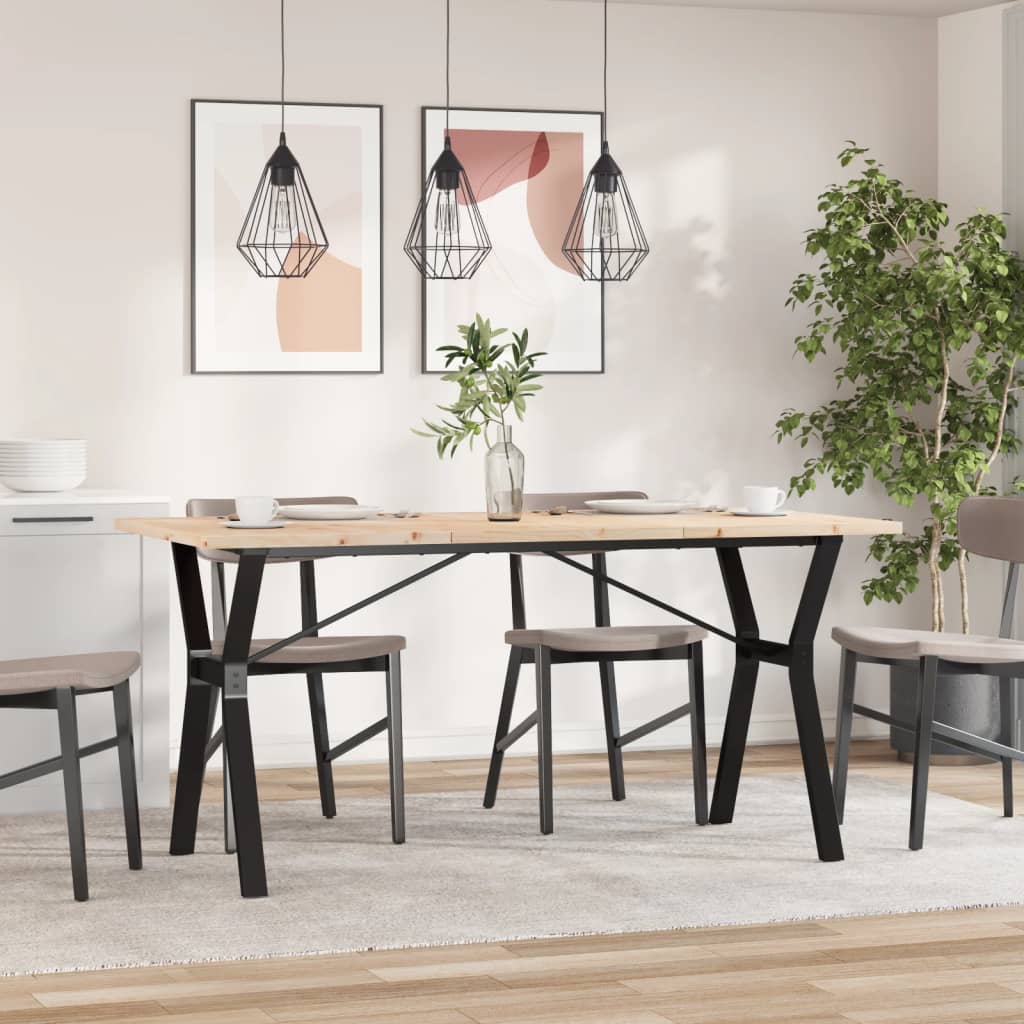 Tavolo da Pranzo Telaio a Y 160x80x75,5 cm Legno Pino e Acciaio 3282787