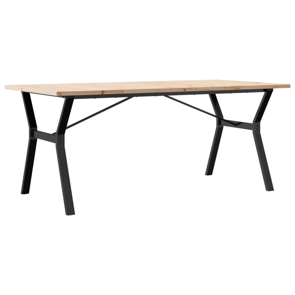 Tavolo da Pranzo Telaio a Y 180x90x75,5 cm Legno Pino e Acciaio