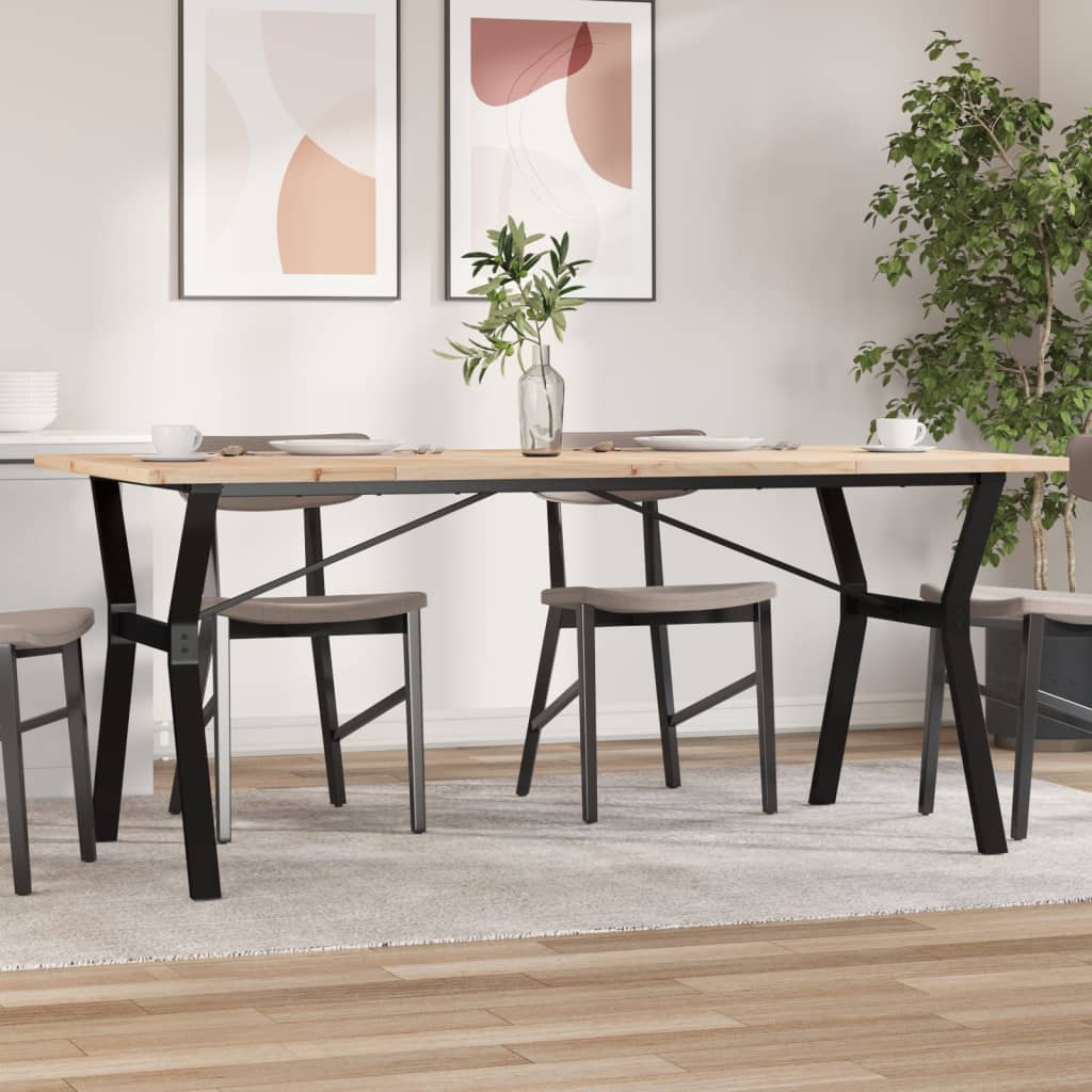 Tavolo da Pranzo Telaio a Y 180x90x75,5 cm Legno Pino e Acciaio