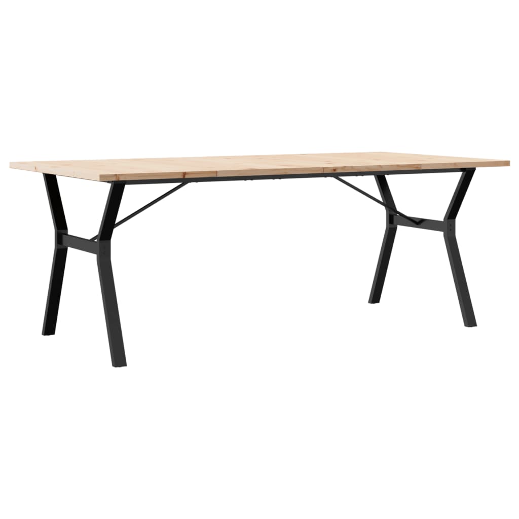Tavolo Pranzo Telaio a Y 200x100x75,5 cm Legno Pino e Acciaio 3282789