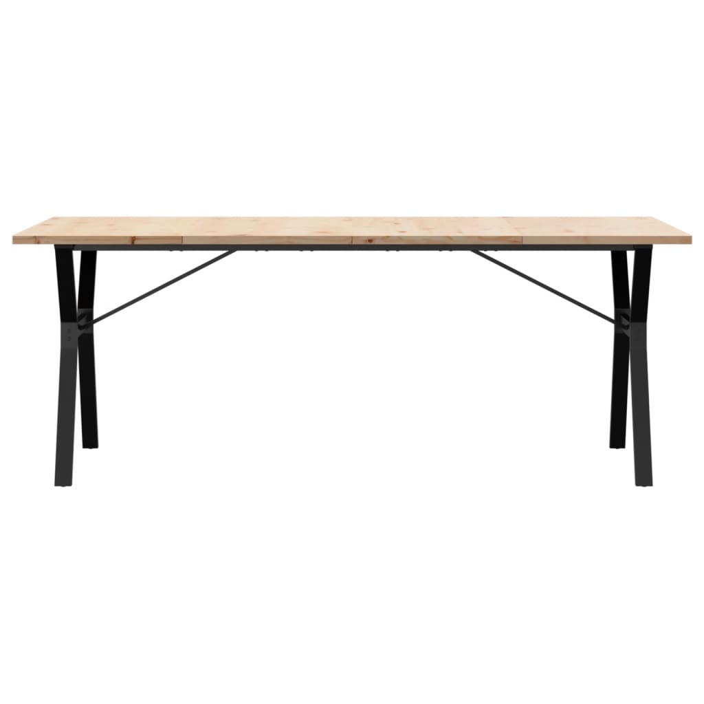 Tavolo Pranzo Telaio a Y 200x100x75,5 cm Legno Pino e Acciaio