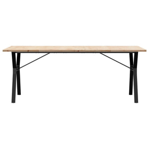 Tavolo Pranzo Telaio a Y 200x100x75,5 cm Legno Pino e Acciaio