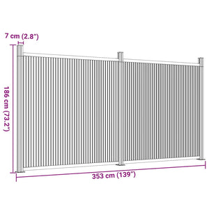 Pannello di Recinzione Grigio 353x186 cm in WPC