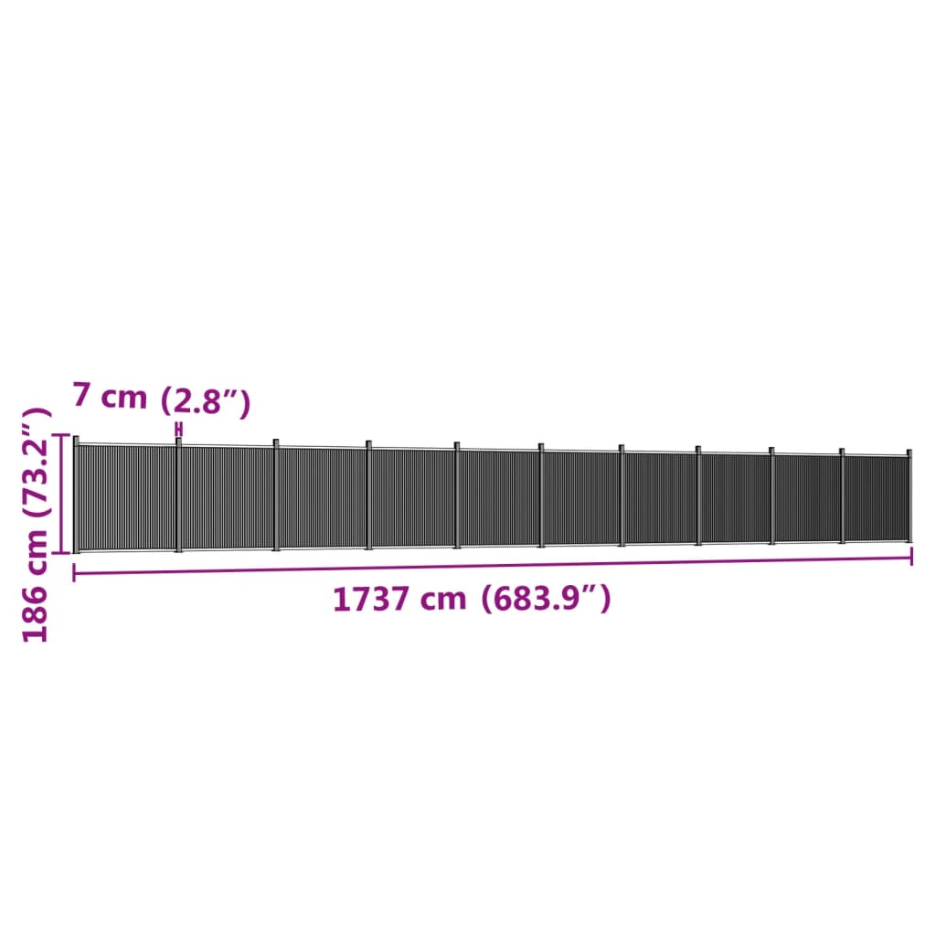 Pannello di Recinzione Grigio 1737x186 cm in WPC 3282798